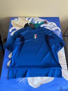 Vintage Puma FIGC Italia Soccer Training Jersey Blue Size L